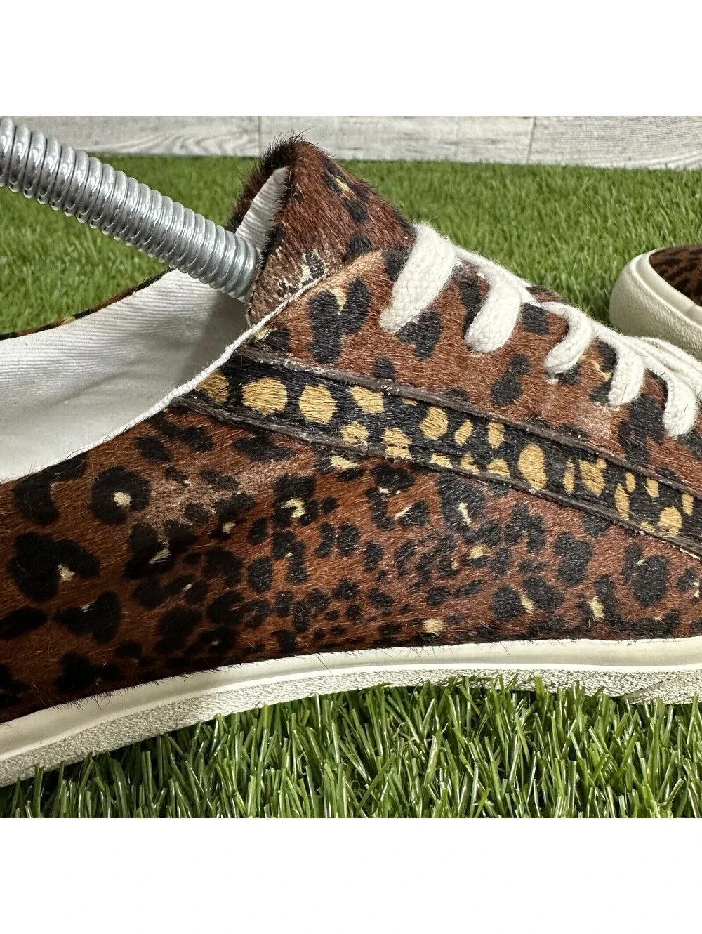 Madewell Womens Lace Up Sneakers Calf Hair Leopard Print Size 10M